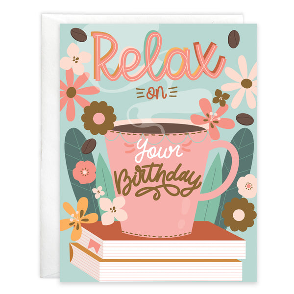 Birthday card - Cup and Books