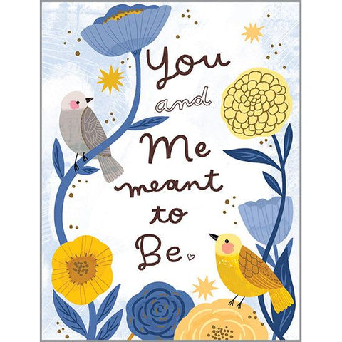 Anniversary card - Gold Bird and Blue Flowers, Gina B Designs