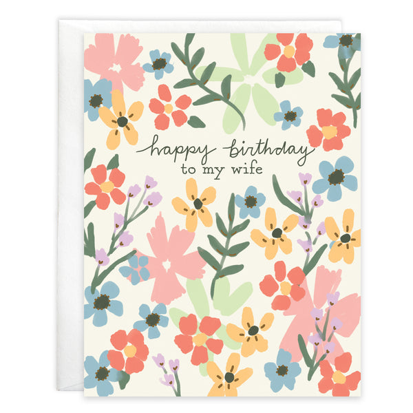 Birthday card - Wife Floral