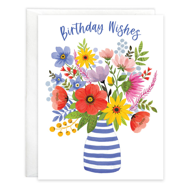Birthday card  - Striped Flower Vase