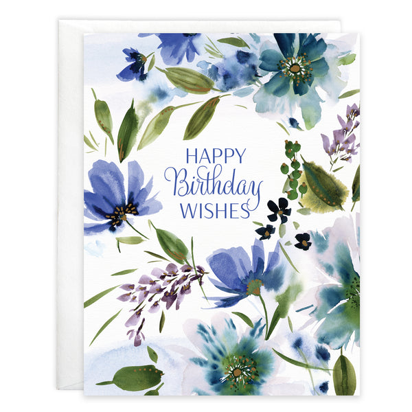 Birthday card  - Blue Blooms