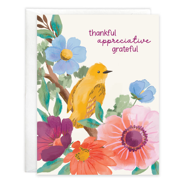 Thank You card  - Bird/Flower Branch