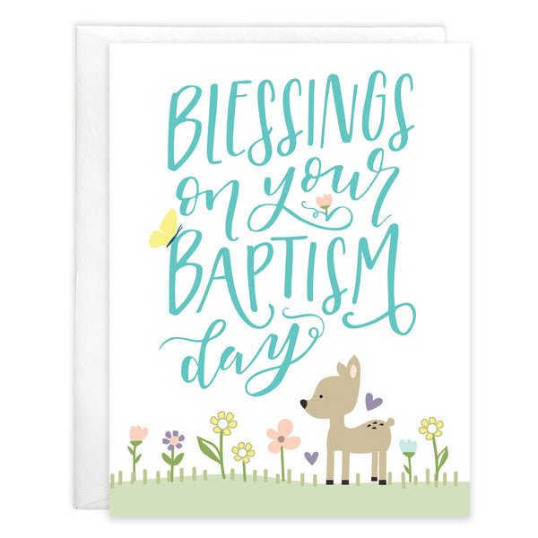{with scripture} Religious Card - Baptism Flowers