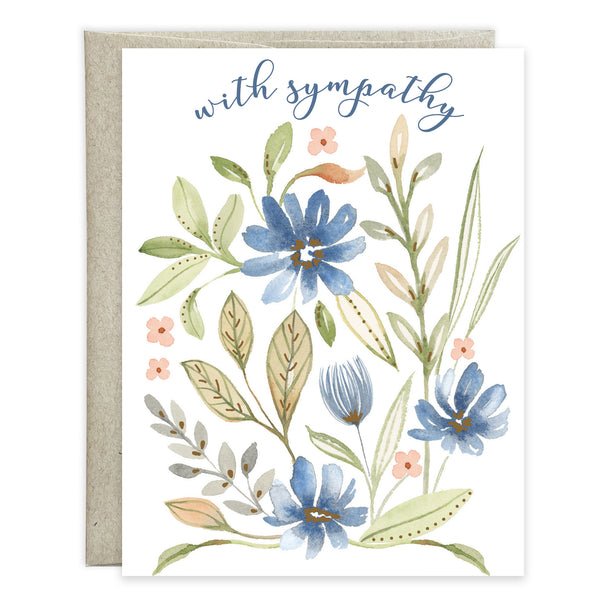 {with scripture} Sympathy Card - Simple Blue Flowers