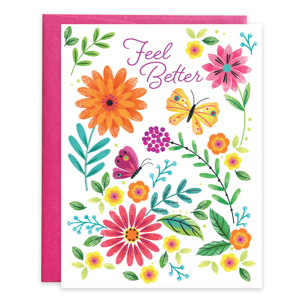 {with scripture} Get Well Card - Butterfly & Stems