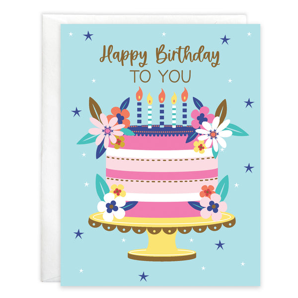 {with scripture} Birthday Card - Flower Cake