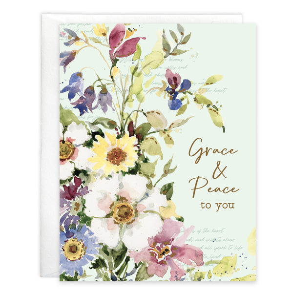 {with scripture} Sympathy Card - Yellow/Purple Flowers