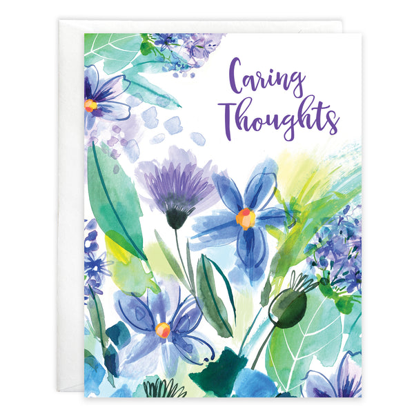 {with scripture} Thinking of You card - Blue/Purple Flowers