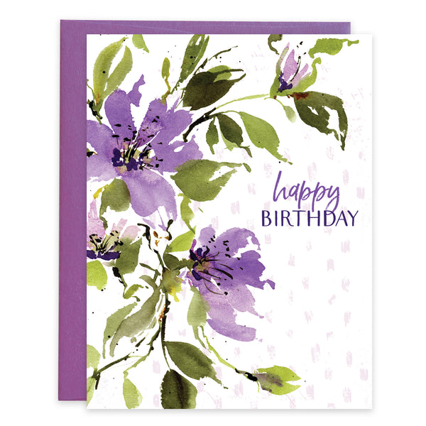 {with scripture} Birthday Card - Purple Birthday Flowers