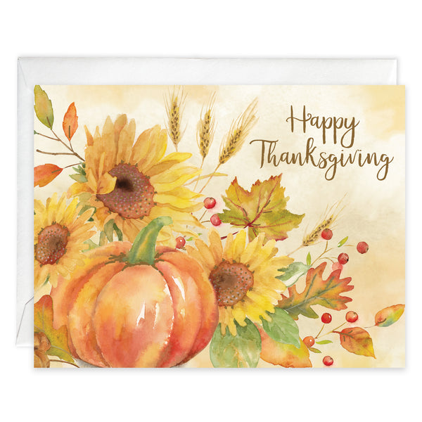 {with scripture} Thanksgiving card 3 pack - Sunflowers & Pumpkin