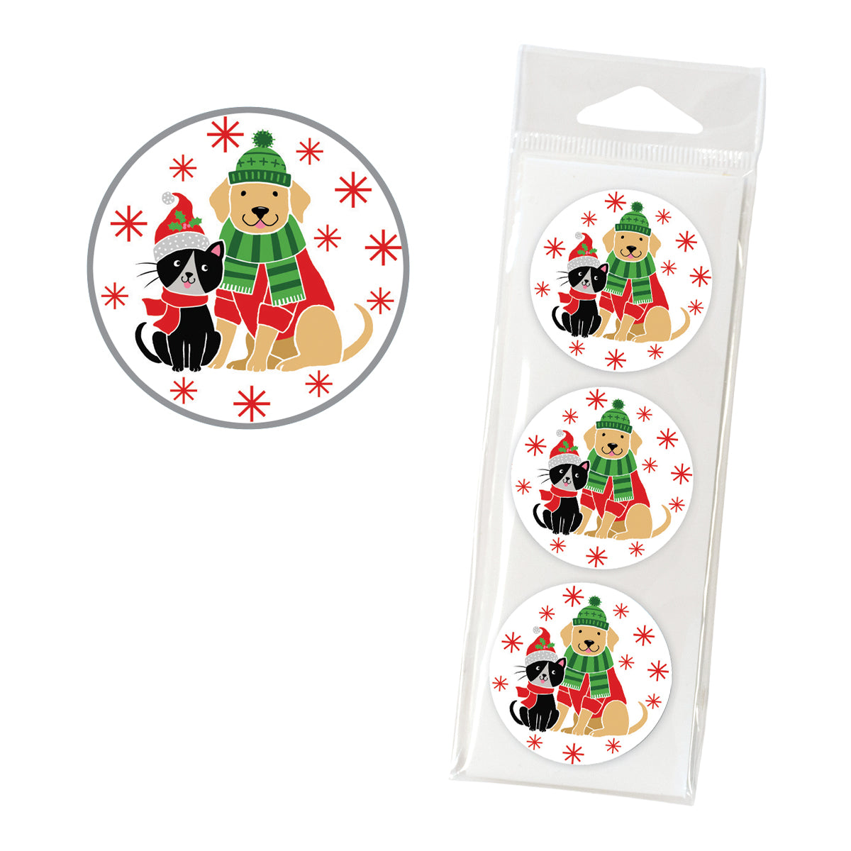 Holiday Envelope Seals - Christmas Cat & Dog – Gina B Designs