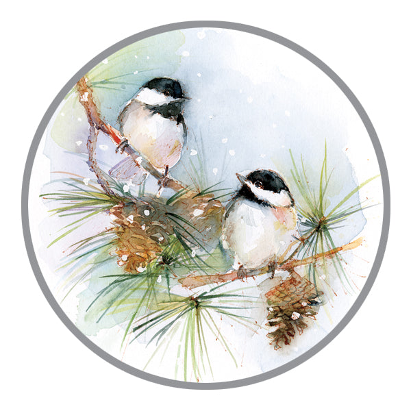 Holiday Envelope Seals - Winter Chickadees
