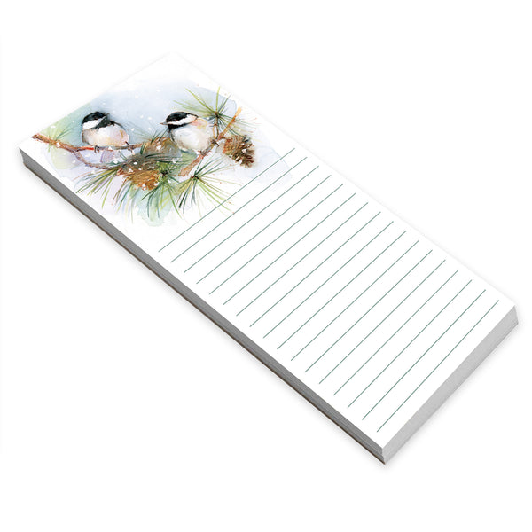 Holiday List Pad- Chickadees on Pine