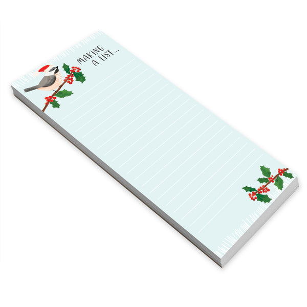 Holiday List Pad- Chickadee Santa Hat