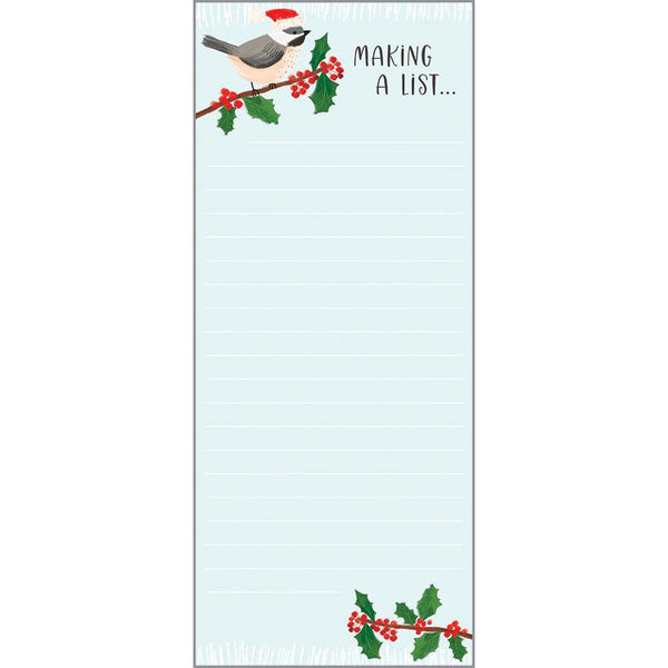 Holiday List Pad- Chickadee Santa Hat, Gina B Designs