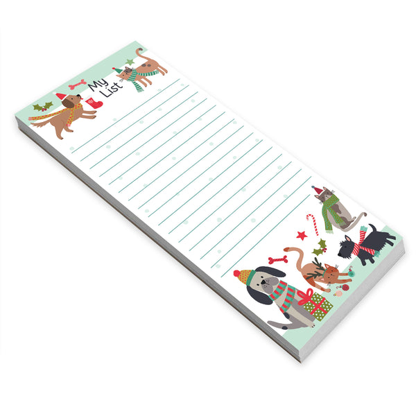 Holiday List Pad- Dogs/Cats in Scarves