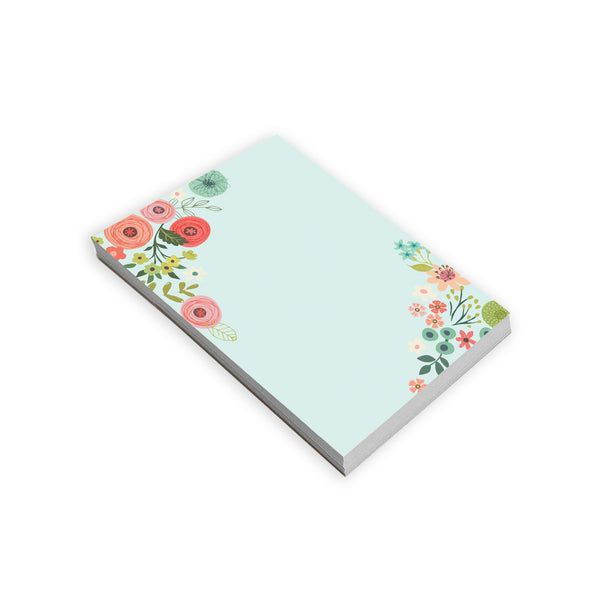 Memo Pad- Teal/Coral Flowers
