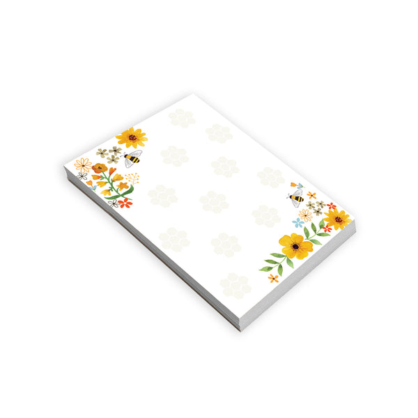 Memo Pad-  Bees Flowers and Honeycombs