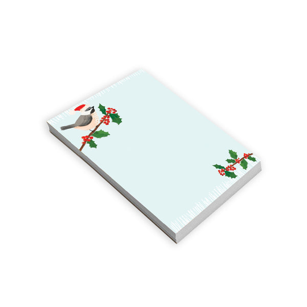 Holiday Memo Pad - Chickadee Santa Hat