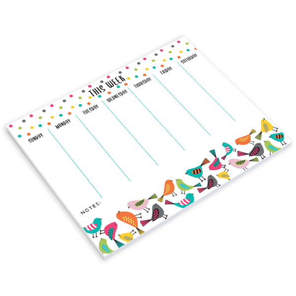 Weekly Planner Pad - Bright Birds