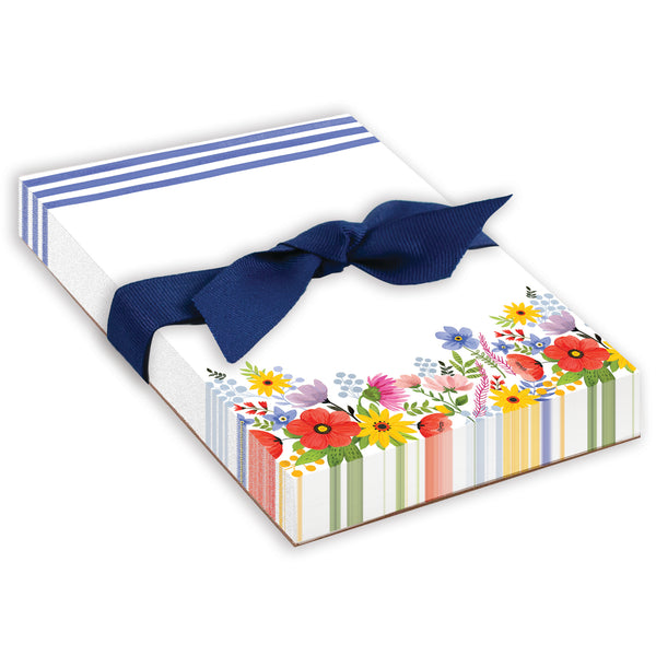 Chunky Bow Pad - Blue Stripes and Flowers