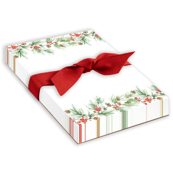 Holiday Chunky Bow Pad - Pine Bough Border