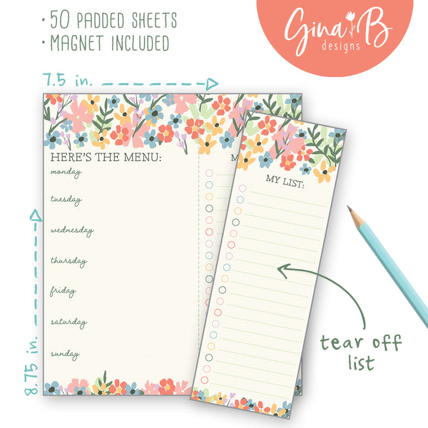 Meal Planner Pad - Little Wildflowers, Gina B Designs