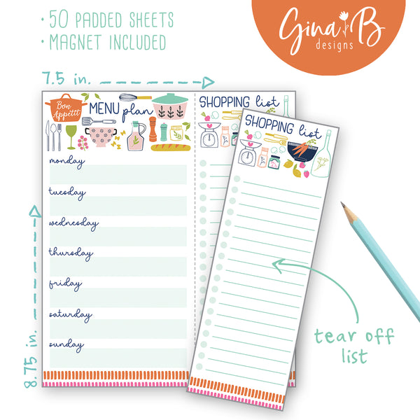 Meal Planner Pad - Bon Appetite, Gina B Designs