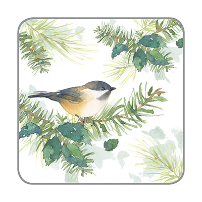 Holiday Paper Coasters- Chickadee on Pine
