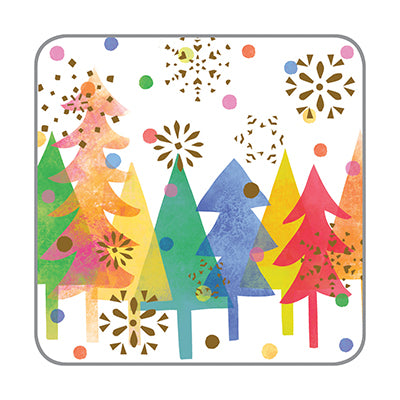 Holiday Paper Coasters- Colorful Trees