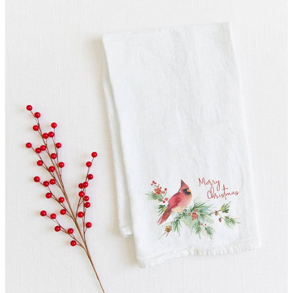 Holiday Tea Towel - Cardinal Pine and Berries, Gina B Designs