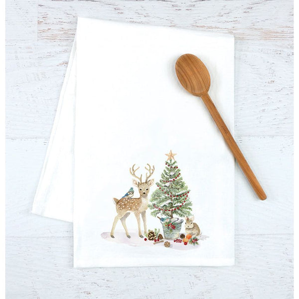 Holiday Tea Towel - Forest Animals Christmas