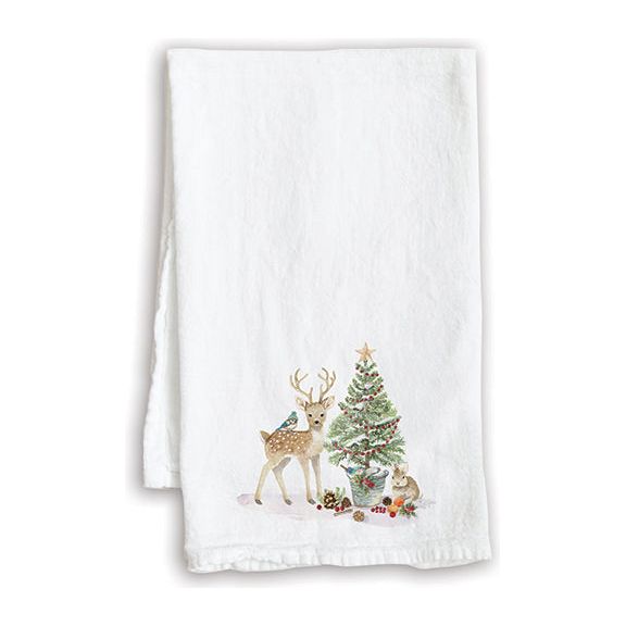Holiday Tea Towel - Forest Animals Christmas