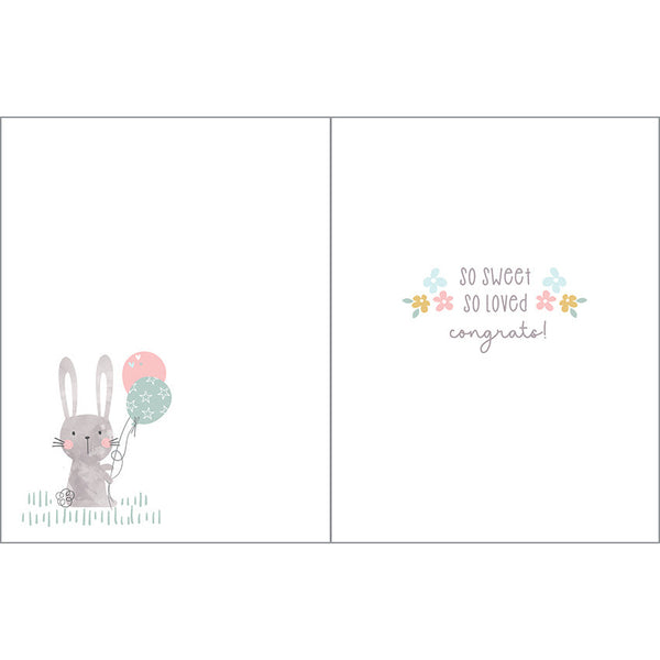 Baby Card - Bunny and Balloons, Gina B Designs