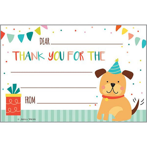Kids Thank You Postcards - Party Puppy, Gina B Designs