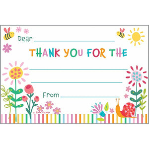 Kids Thank You Postcards - Pink Flowers/Bees, Gina B Designs