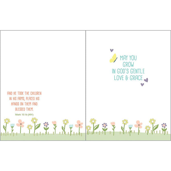 {with scripture} Religious Card - Baptism Flowers