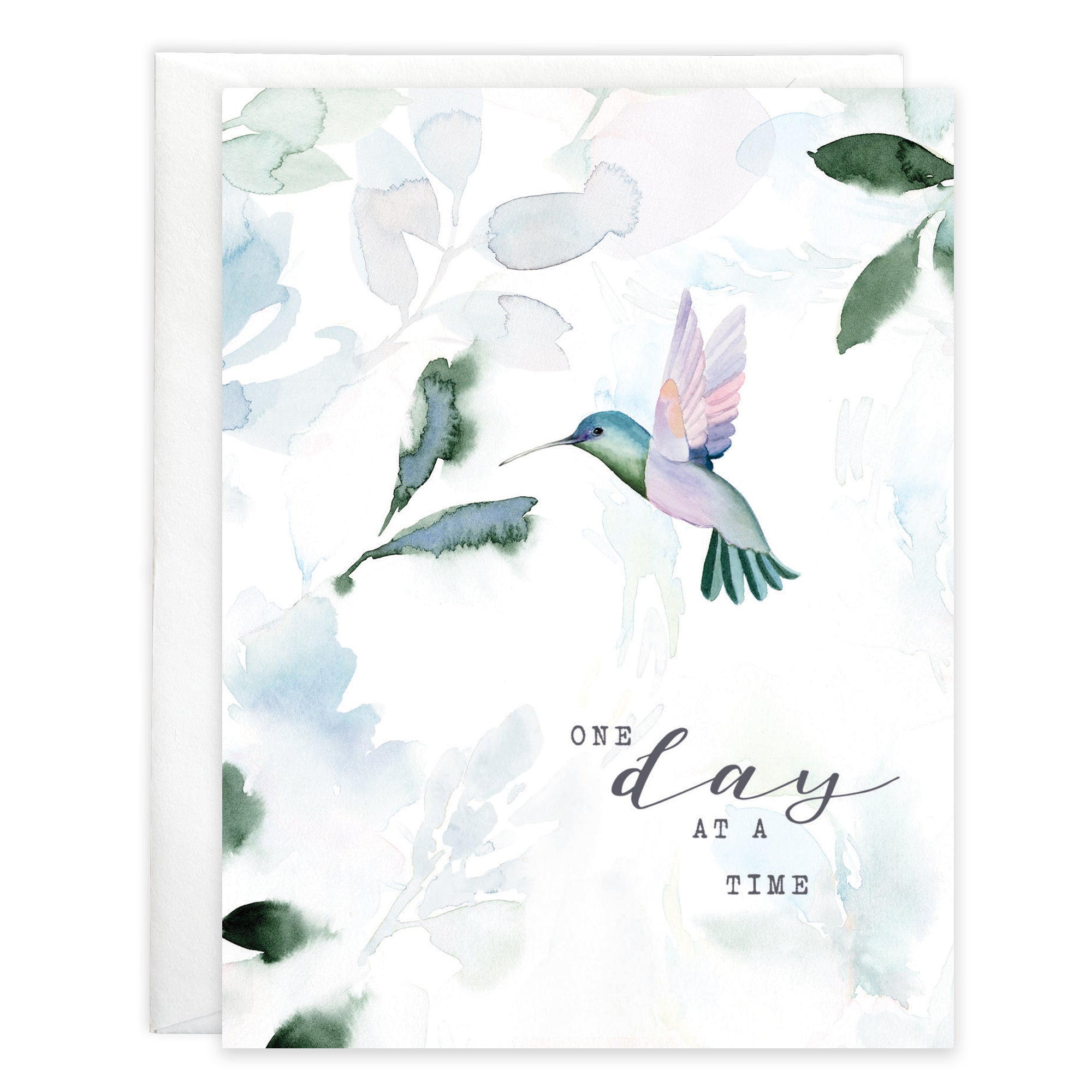 Thinking of You Card - Leaves/Hummingbird