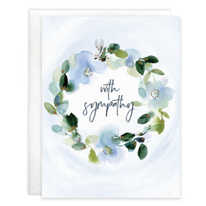 Sympathy card - Soft Blue Wreath