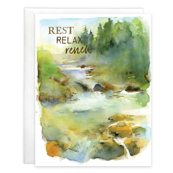 Thinking of you Card- Stream with Rocks