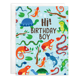Birthday card - Turtles and Lizards
