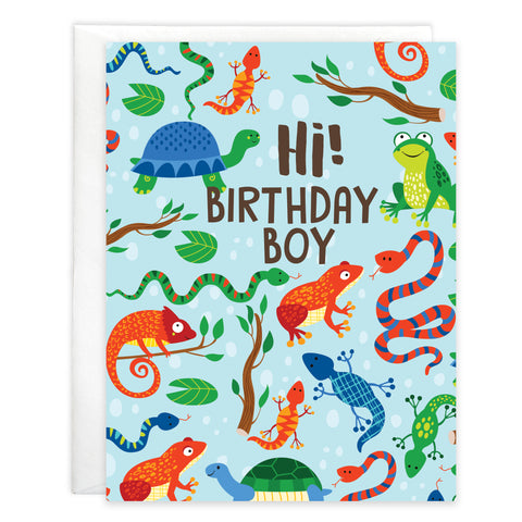 Birthday card - Turtles and Lizards