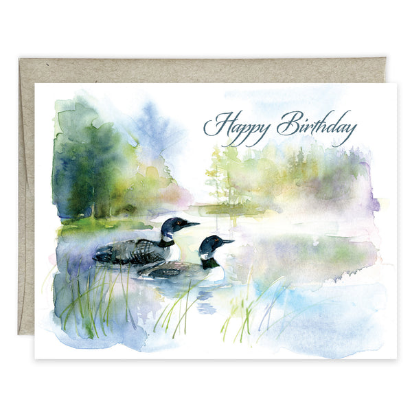 Birthday card - Loons on Lake