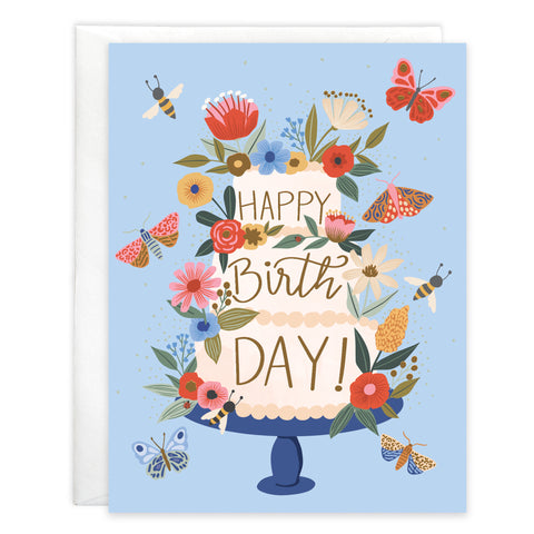 Birthday card - Bloom Wings Cake