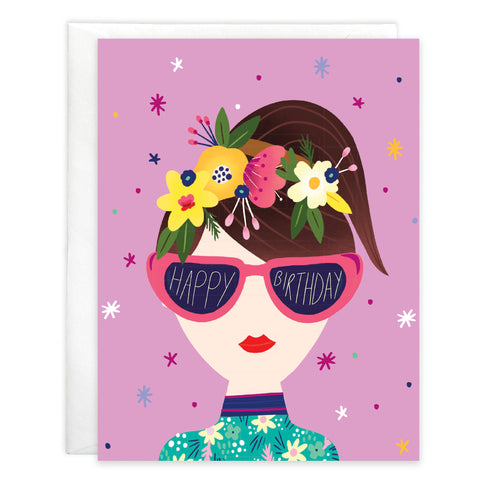 Birthday card - Sunglasses Girl