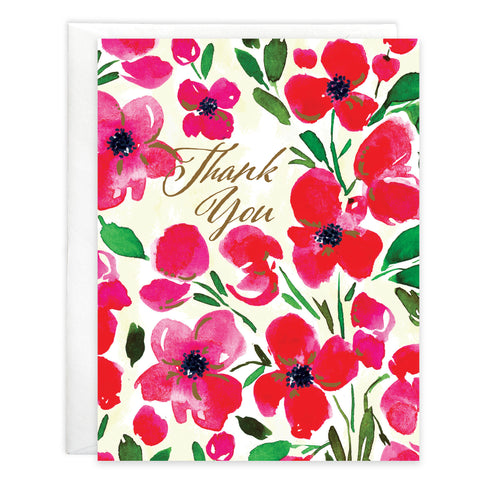 Thank You card - Red Poppies