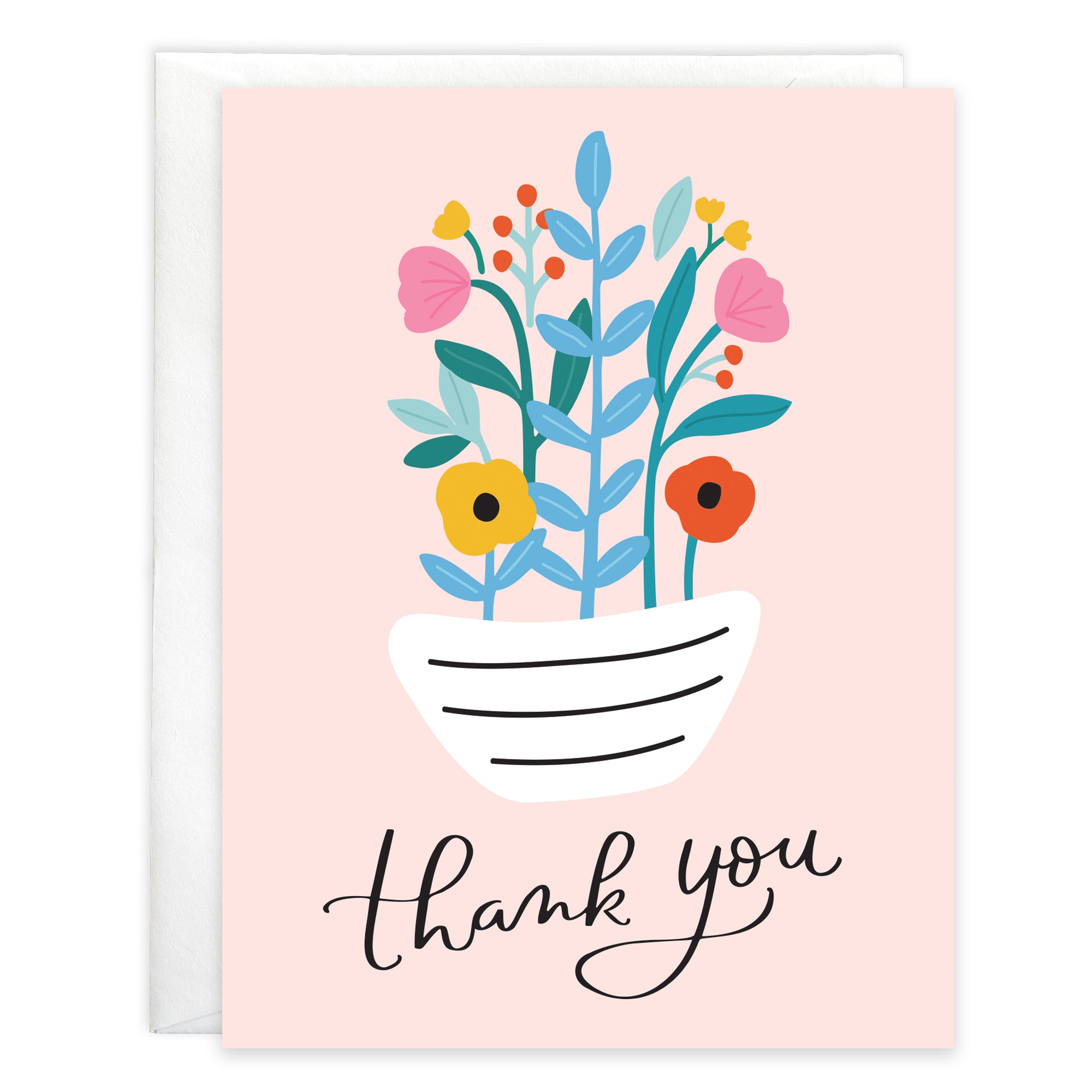 Thank You card  - Black & White Striped Pot