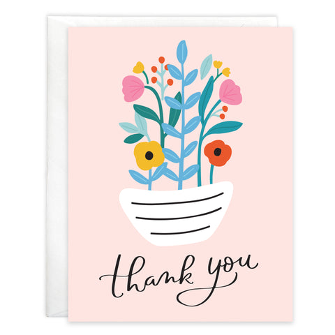 Thank You card  - Black & White Striped Pot