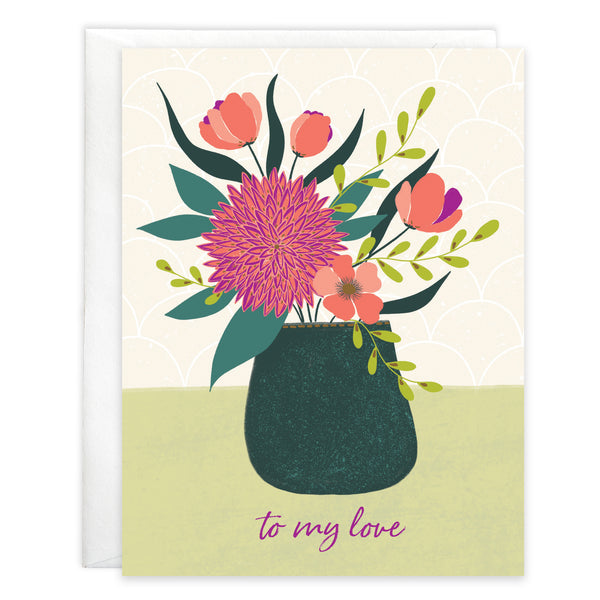 Anniversary card - Vase of Lovely Flowers