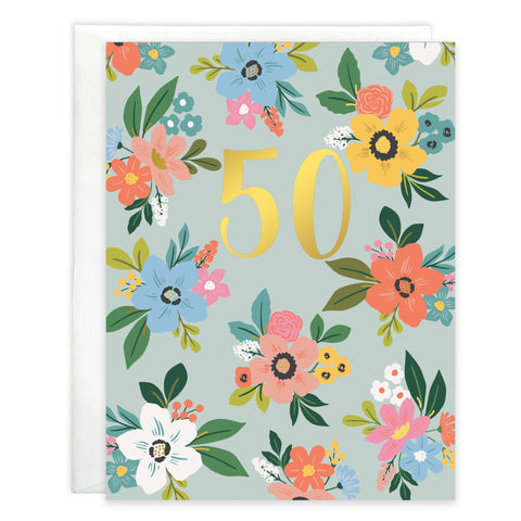 Birthday card - 50th Birthday Botanica